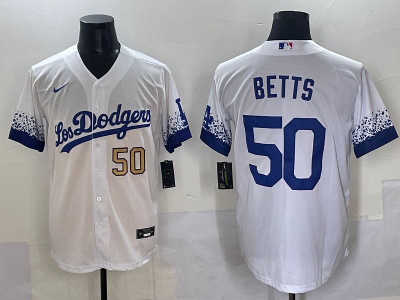 Men Los Angeles Dodgers #50 Betts White blue City Edition Nike MLB Jersey style 3->los angeles dodgers->MLB Jersey